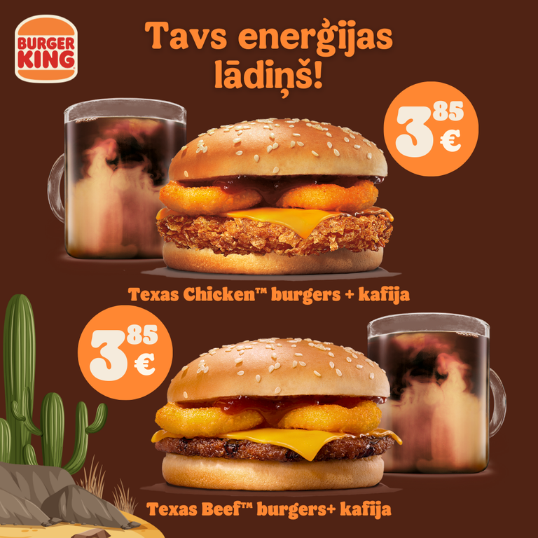 Texas burgers un kafija